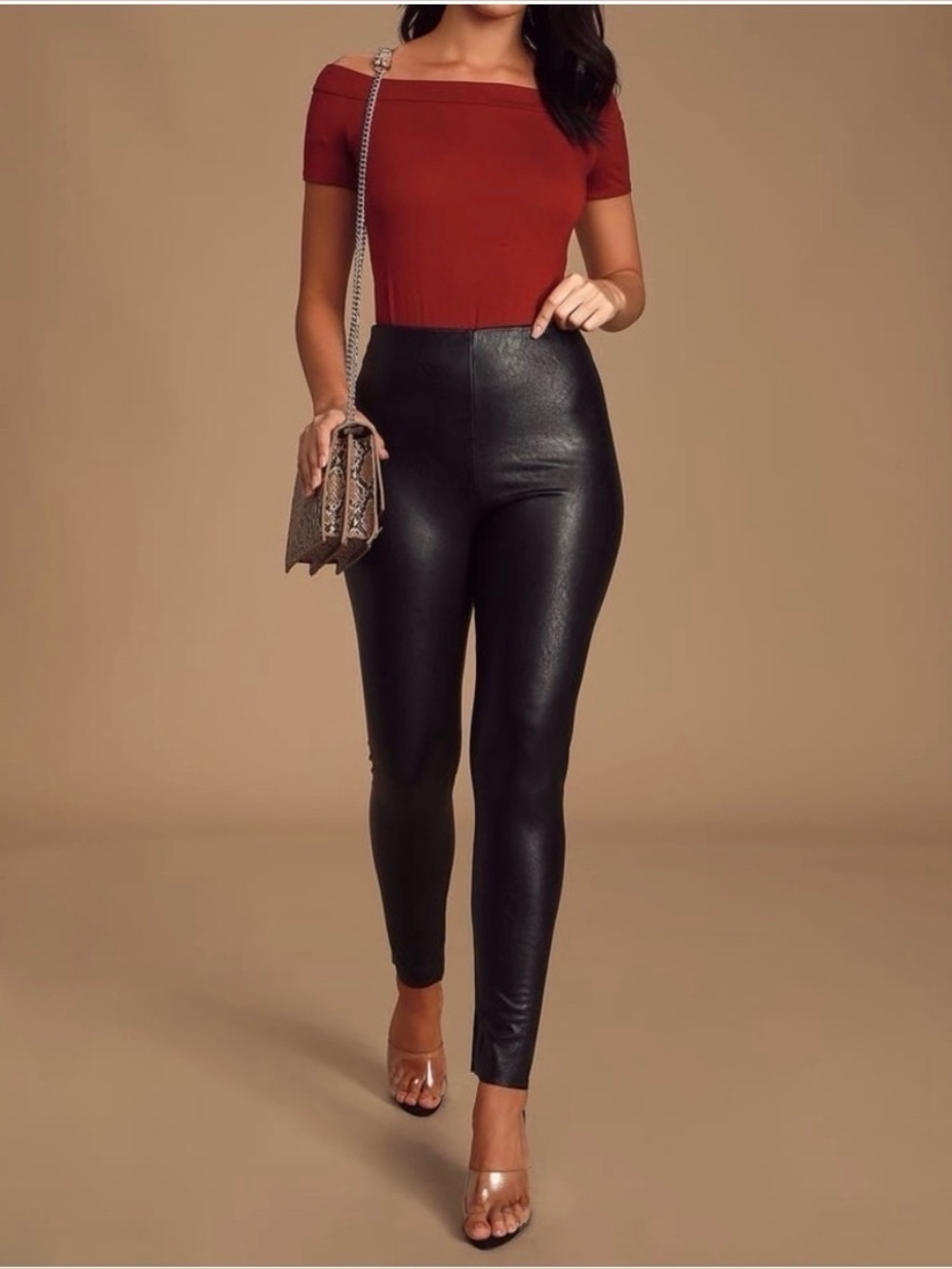 Lulus Ellianna Black Vegan Leather High-Waisted Leggings in black size Medium